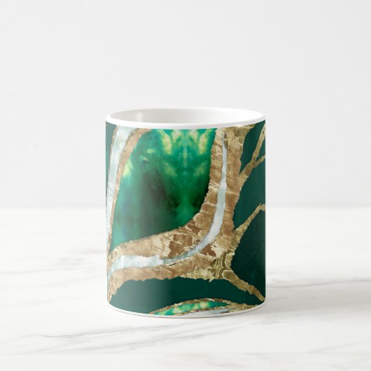 Emerald Green und Gold abstrakt Kaffeetasse (Mittel)