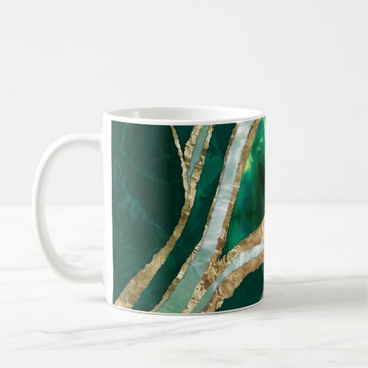 Emerald Green und Gold abstrakt Kaffeetasse (Links)