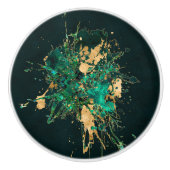 Emerald Green und Gold abstrakt Keramikknauf (Vorderseite)