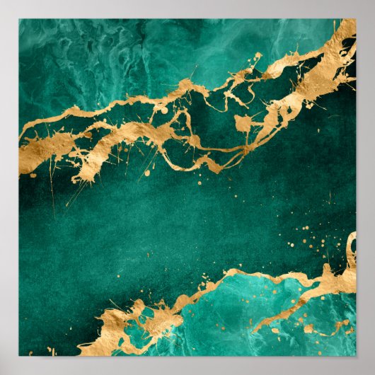 Emerald Green und Gold abstrakt Poster (Vorne)