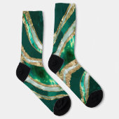 Emerald Green und Gold abstrakt Socken (Rechts)