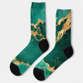 Emerald Green und Gold abstrakt Socken (Linkes Detail)
