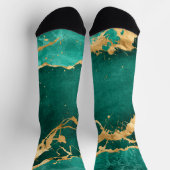 Emerald Green und Gold abstrakt Socken (Oben)