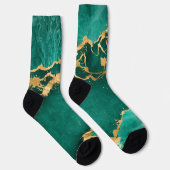 Emerald Green und Gold abstrakt Socken (Rechts)