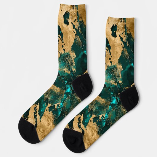 Emerald Green und Gold abstrakt Socken (Linkes Detail)