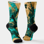 Emerald Green und Gold abstrakt Socken (Gewinkelt)
