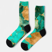 Emerald Green und Gold abstrakt Socken (Linkes Detail)