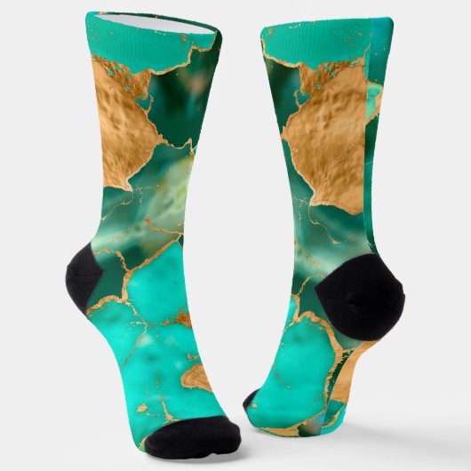 Emerald Green und Gold abstrakt Socken (Gewinkelt)