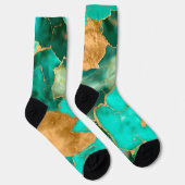 Emerald Green und Gold abstrakt Socken (Rechts)