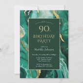 Emerald Green und Gold Agate 90. Geburtstag Einladung (Vorderseite)
