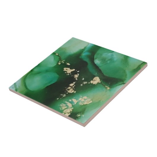 Emerald Green und Gold Agate Quartz Fliese (Seite)