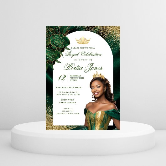 Emerald Green und Gold Arch Einladung zum Geburtst