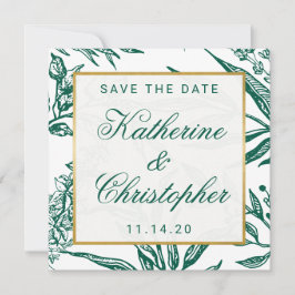 Emerald Green und Gold Botanical Save the Date