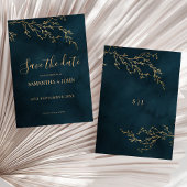 Emerald Green und Gold Botanische Hochzeit Save The Date