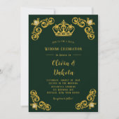 Emerald Green und Gold Damask Royal Wedding Einladung (Vorderseite)