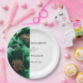 Emerald Green und Gold Elegante Blumenhochzeit Pappteller (Party)