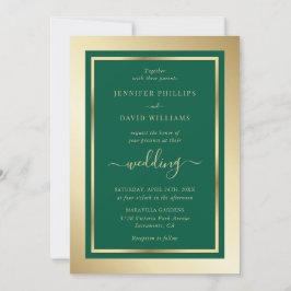 Emerald Green und Gold Elegante Script Wedding Einladung