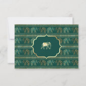 Emerald Green und Gold Elephant Indian Wedding RSVP Karte (Rückseite)