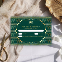Emerald Green und Gold Elephant Indian Wedding