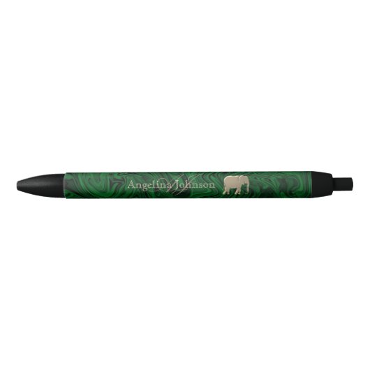 Emerald Green und Gold Elephant Mit Monogramm Kugelschreiber (Vorderseite)