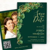Emerald Green und Gold Eucalyptus Elegant Save The Date