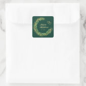 Emerald Green und Gold Eucalyptus Wedding Quadratischer Aufkleber (Tasche)