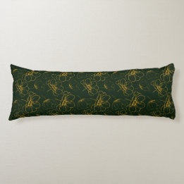 Emerald Green und Gold Floral Body Kissen