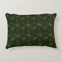 Emerald Green und Gold Floral Lumbar Throw Kissen