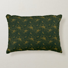 Emerald Green und Gold Floral Lumbar Throw Kissen