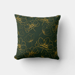 Emerald Green und Gold Floral Throw Kissen