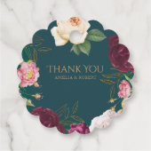 Emerald Green und Gold Floral Wedding Geschenkanhänger (Rückseite)