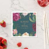 Emerald Green und Gold Floral Wedding Napkins Serviette (Beispiel)