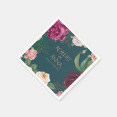 Emerald Green und Gold Floral Wedding Napkins Serviette (Ecke)