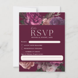 Emerald Green und Gold Floral Wedding RSVP Karte