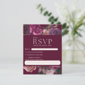 Emerald Green und Gold Floral Wedding RSVP Karte (Stehend Vorderseite)