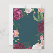 Emerald Green und Gold Floral Wedding RSVP Karte (Rückseite)