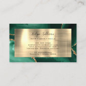 Emerald Green und Gold Foil Agate Business Card Visitenkarte (Rückseite)