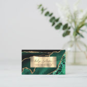 Emerald Green und Gold Foil Agate Business Card Visitenkarte (Stehend Vorderseite)