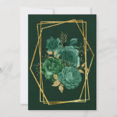 Emerald Green und Gold Geometric Floral Wedding Einladung (Rückseite)