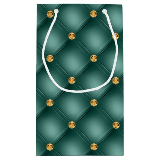 Emerald Green und Gold getufelte kleine Geschenkta Kleine Geschenktüte (Rückseite)