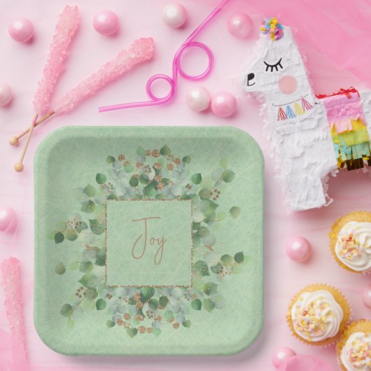 Emerald Green und Gold Glitzer Eucalyptus Custom Pappteller (Party)