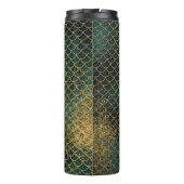 Emerald Green und Gold Glitzer Mermaid Scales Thermosbecher (Rückseite)
