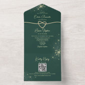 Emerald Green und Gold Glitzer Wedding All In One Einladung (Innen Boden)