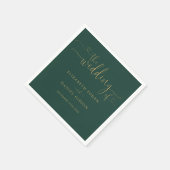 Emerald Green und Gold Heart Script Wedding Serviette (Ecke)