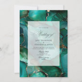 Emerald Green und Gold Ink Wedding Einladung (Vorderseite)