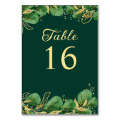 Emerald Green und Gold Jewel Tone Wedding Tischnummer (Rückseite)