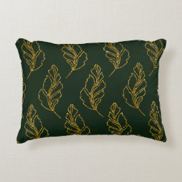 Emerald Green und Gold Leaf Lumbar Throw Kissen