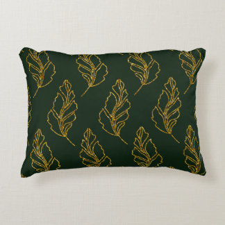 Emerald Green und Gold Leaf Lumbar Throw Kissen