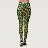 Emerald Green und Gold Leopard Print Leggings (Rückseite)
