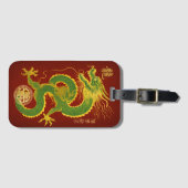 Emerald Green und Gold Lucky Lunar Dragon Gepäckanhänger (Vorderseite (Horizontal))